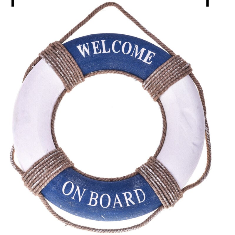 foto del prodotto trade shop traesio - salvagente decorativo da parete in legno decorazione casa arredamento mare -