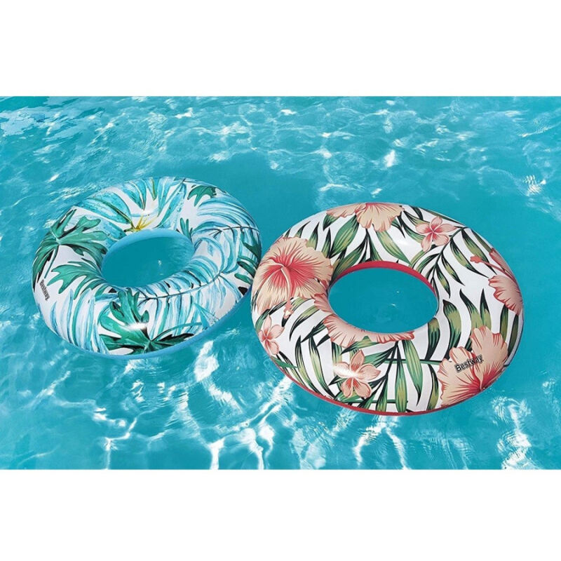 foto del prodotto trade shop traesio salvagente palme tropicali floreali 119cm ciambella gonfiabile mare piscina 36237 