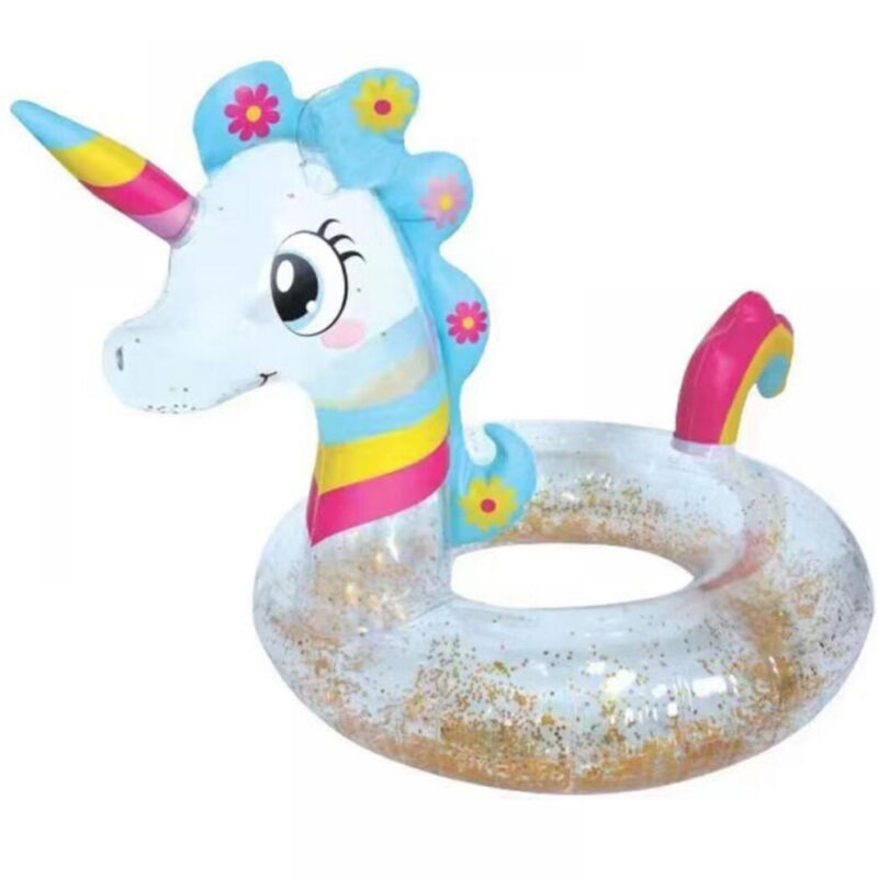 foto del prodotto trade shop traesio salvagente unicorno bianco arcobaleno ciambella glitterato mare diametro 90 cm 
