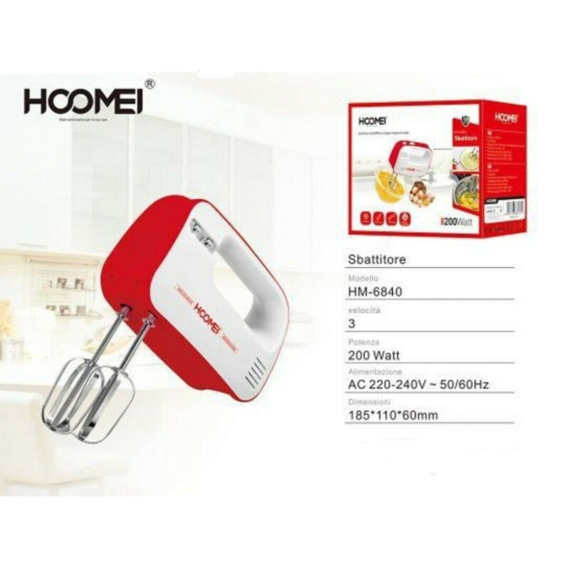 foto del prodotto trade shop traesio sbattitore elettrico frullatore impastatore 3 velocita 200 watt hoomei hm 6840 