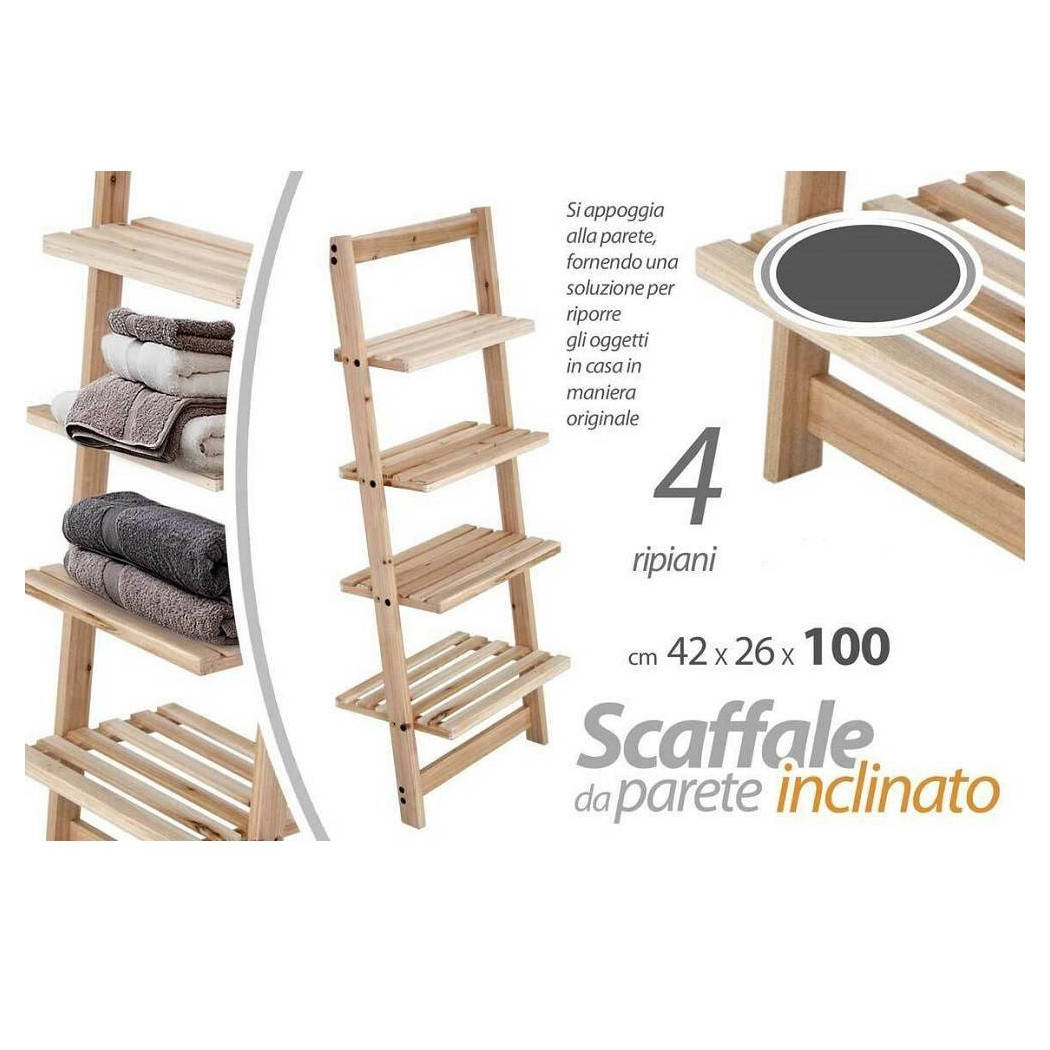 foto del prodotto trade shop traesio scaffale appoggio parete h100 42x26 cm arredo bagno mensole oggetti telo doccia 