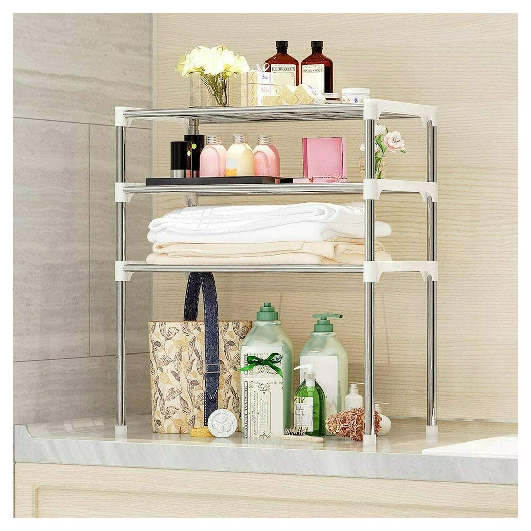 foto del prodotto trade shop traesio scaffale salvaspazio 3 ripiani multiuso bagno cucina 65 x 60 x 25 cm art.5897 
