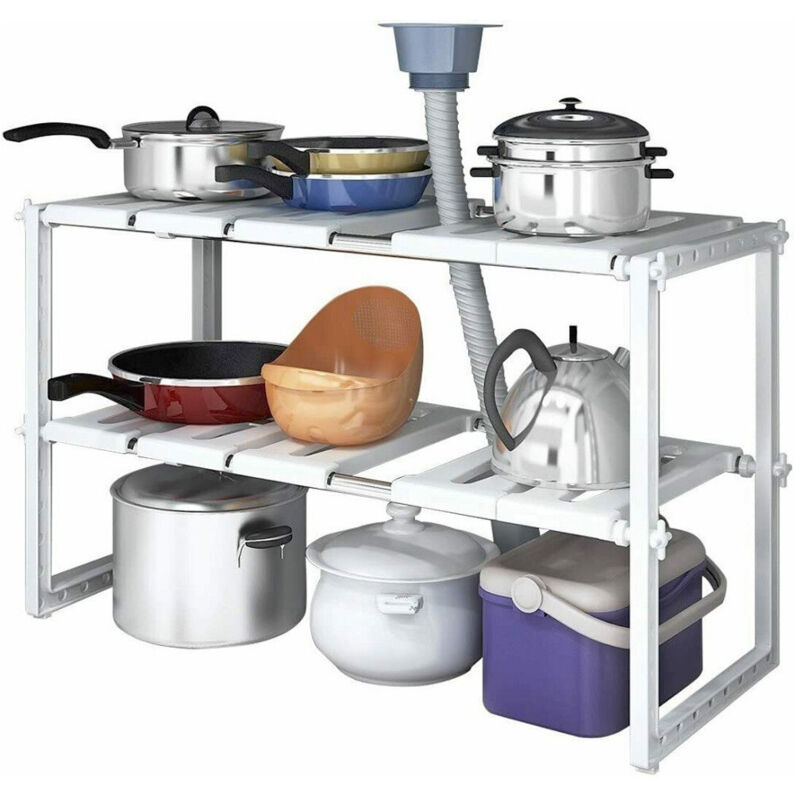 foto del prodotto trade shop traesio scaffale sotto lavabo cucina 2 ripiani salvaspazio regolabile 38x26x50 70cm 5818 