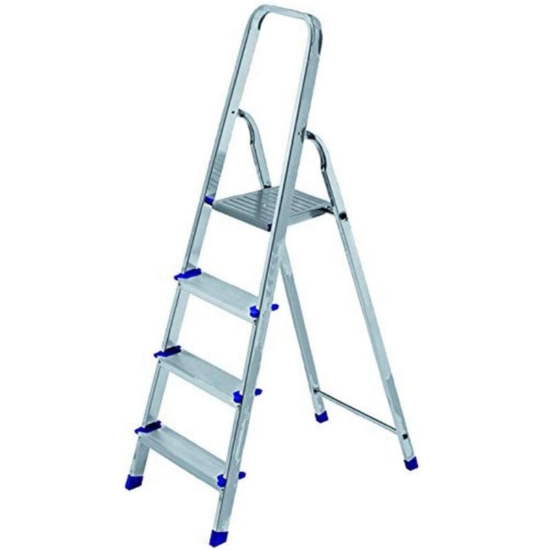 foto del prodotto trade shop traesio scala scaletta pieghevole 4 gradini antiscivolo scaletto in alluminio max 150kg 