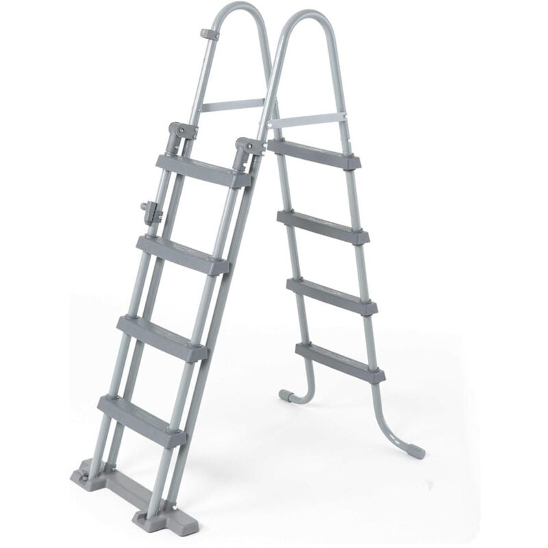 foto del prodotto trade shop traesio scaletta di sicurezza per piscine 122cm con gradini in plastica telaio in metallo 58331 