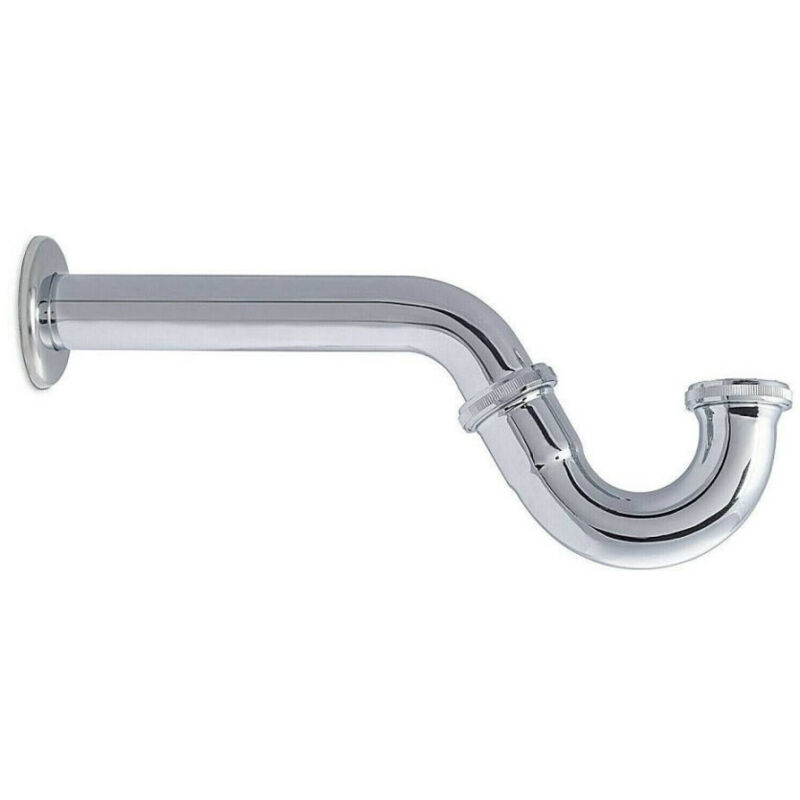 foto del prodotto trade shop traesio scarico sifone a esse s per bidet lavabo curvo cromato 1 1 4 con rosone 