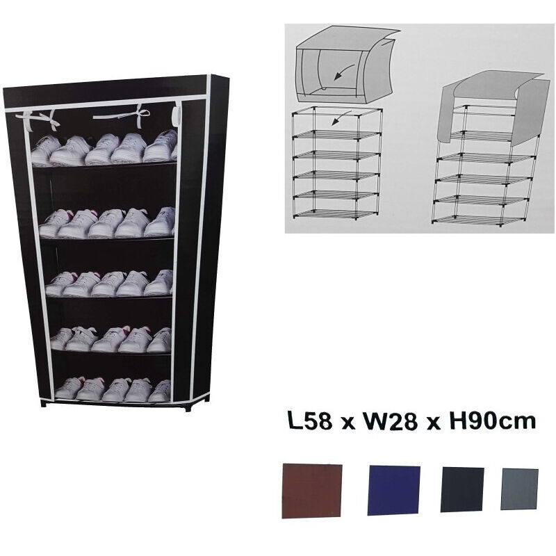 foto del prodotto trade shop traesio scarpiera 5 ripiani salvaspazio copertura antipolvere 58x28x90cm organizer 