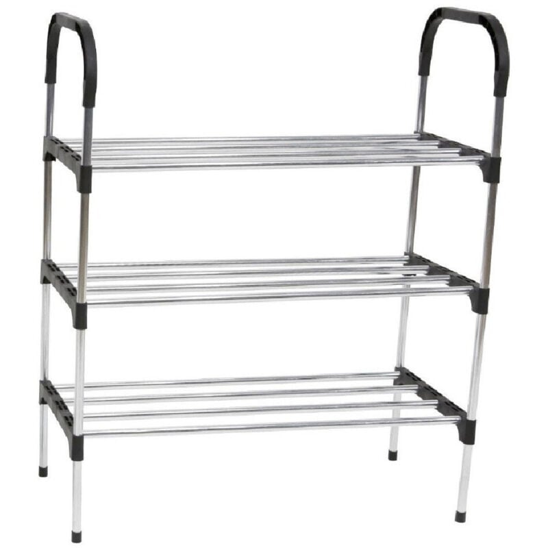 foto del prodotto trade shop traesio scarpiera in metallo plastica 3 livelli 57x26x66cm salvaspazio porta scarpe casa 
