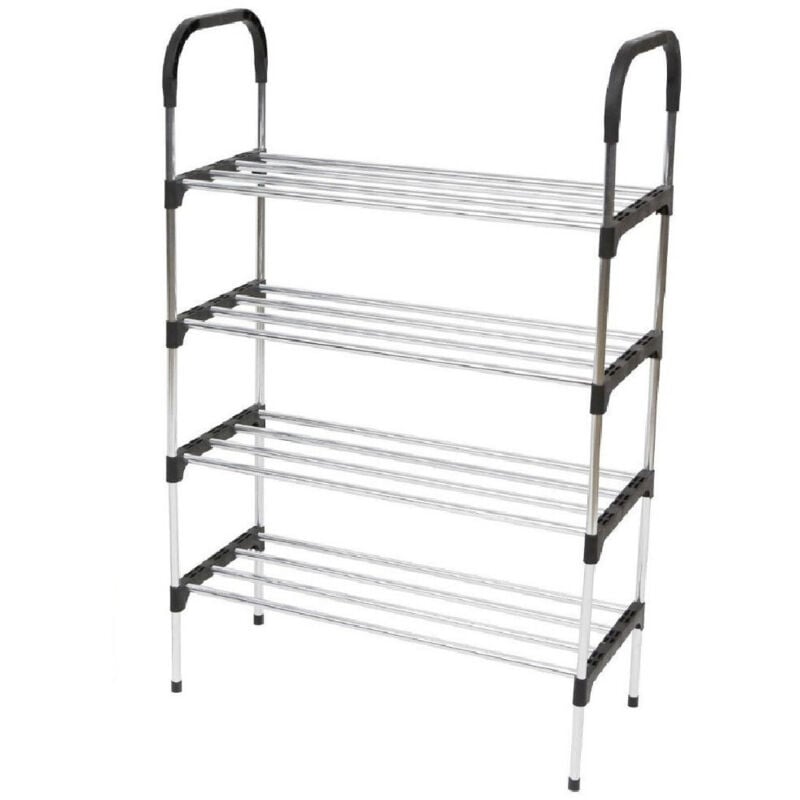 foto del prodotto trade shop traesio scarpiera in metallo plastica 4 livelli 57x26x83cm salvaspazio porta scarpe casa 