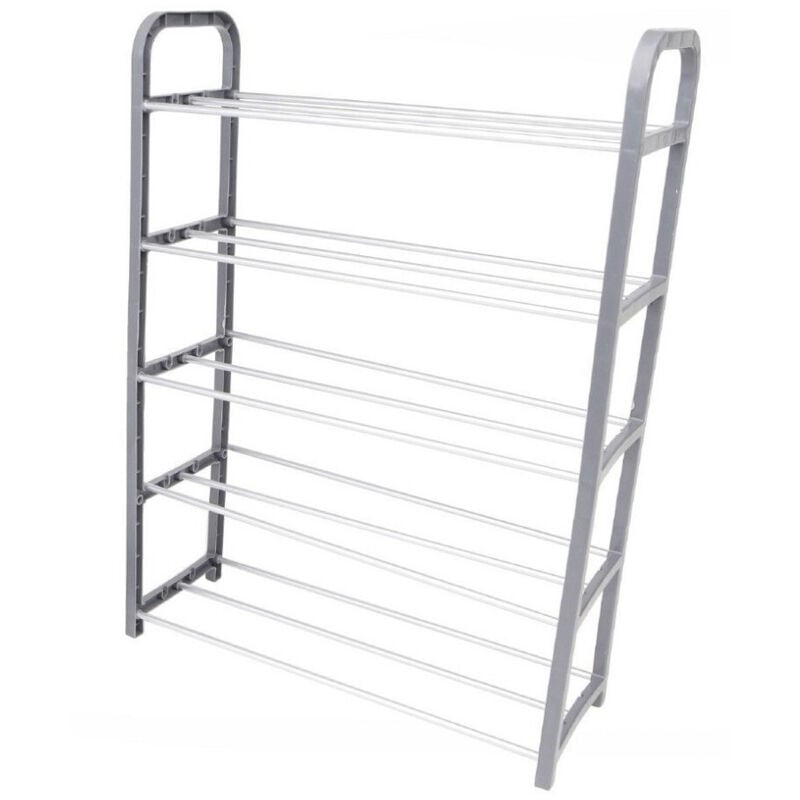 foto del prodotto trade shop traesio scarpiera in plastica 5 ripiani livelli salvaspazio 50x19x68cm porta scarpe casa 