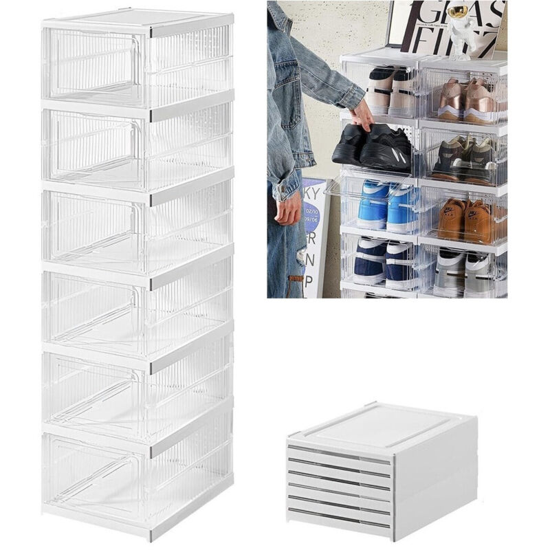 foto del prodotto trade shop traesio scarpiera pieghevole scarpe richiudibile 6 contenitori salvaspazio 105x25.5x34.5cm 