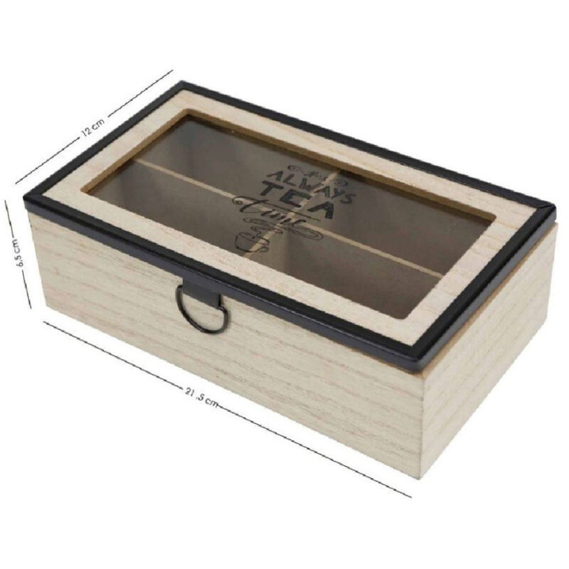 foto del prodotto trade shop traesio scatola contenitore in legno per t con bacheca 4 posti scomparti vetrina 219599 