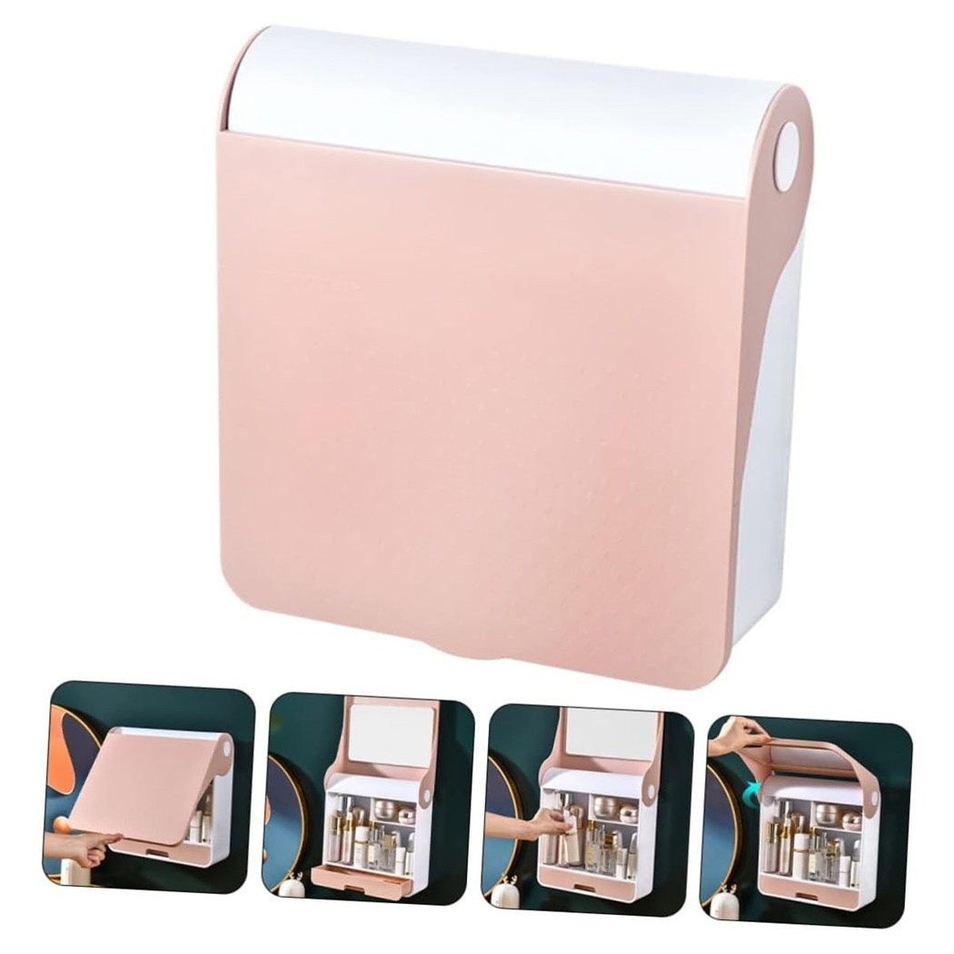foto del prodotto trade shop traesio scatola espositore organizer trucco contenitore per cosmetici porta trucchi rosa 