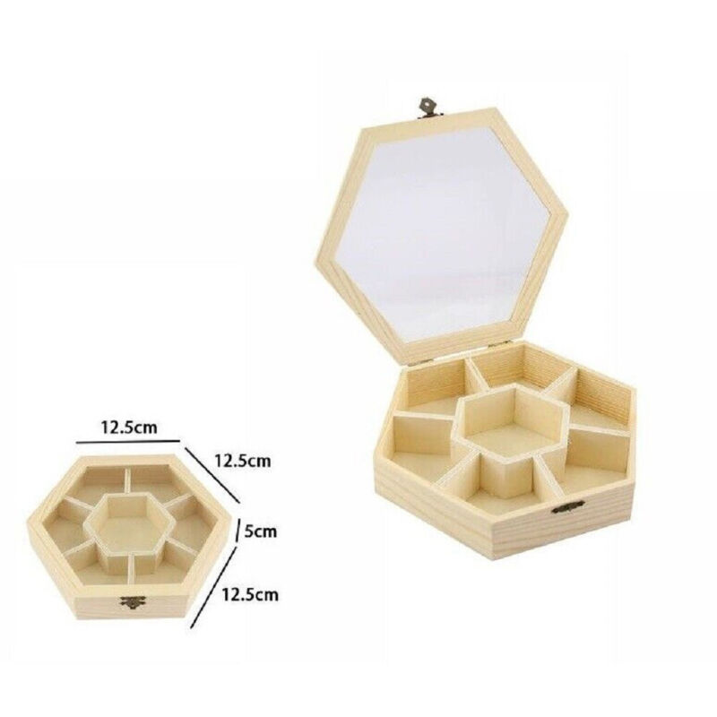 foto del prodotto trade shop traesio - scatola portagioie in legno con bacheca 7 posti scomparti vetrina 74027a ly-1617 -