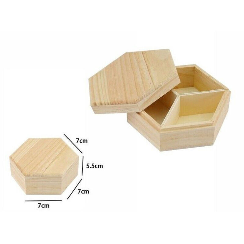 foto del prodotto trade shop traesio scatola portagioie legno con bacheca esagonale 3 posti scomparti 7x5.5cm 74021a 