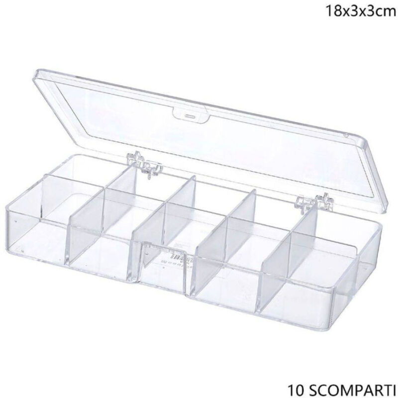 foto del prodotto trade shop traesio scatola portaoggetti 10 scomparti pratica scatola contenitore misura 18x3x3 cm 