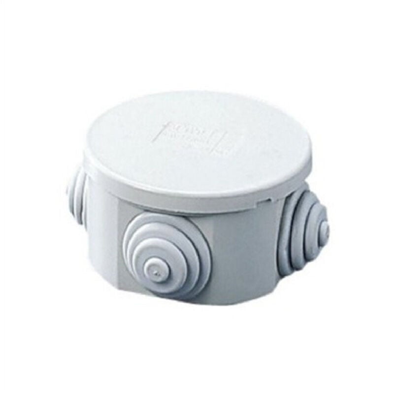 foto del prodotto trade shop traesio - scatola stagna cassetta rotonda coperchio a pressione 80x40mm ip44 con passacavi -