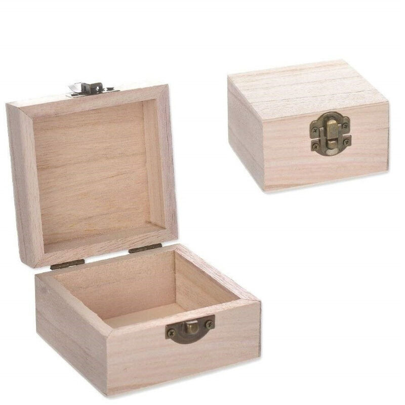 foto del prodotto trade shop traesio scatole baule scatola 2 pezzi legno 59721 quadrato gioie 8x8x5 cm decoupage 