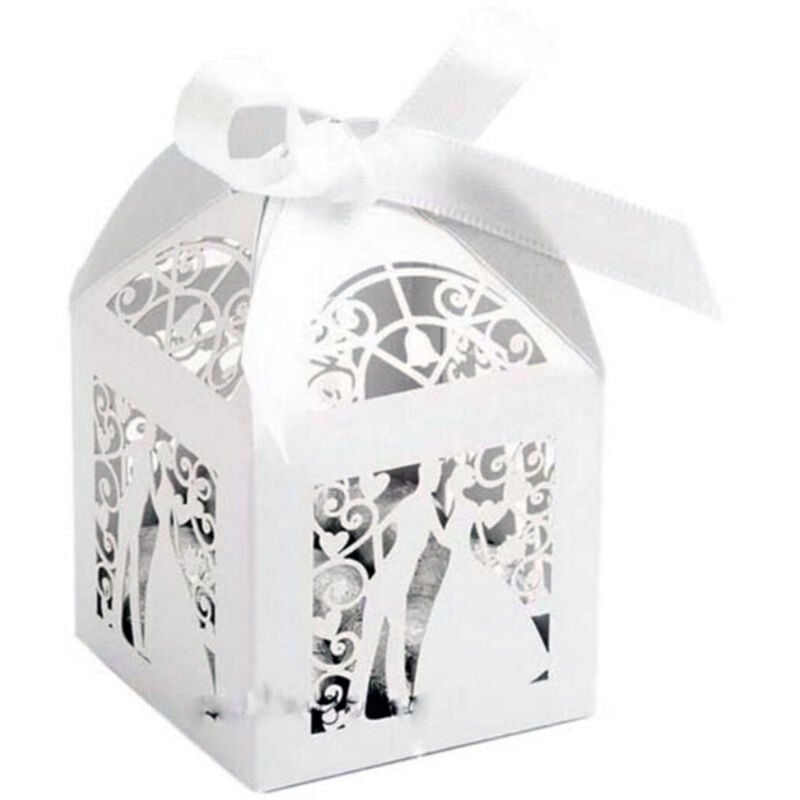 foto del prodotto trade shop traesio - scatoline da regalo portaconfetti porta confetti dolci bianco matrimonio wedding -