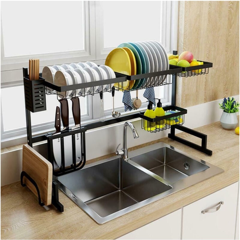foto del prodotto trade shop traesio scolapiatti colapiatti base appoggio in acciaio 86x52 organizer cucina scaffale 