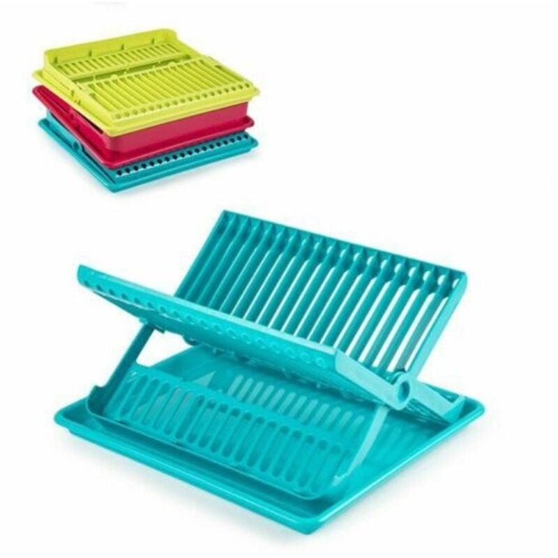 foto del prodotto trade shop traesio scolapiatti pieghevole in plastica colorata scola piatti accessorio da cucina 