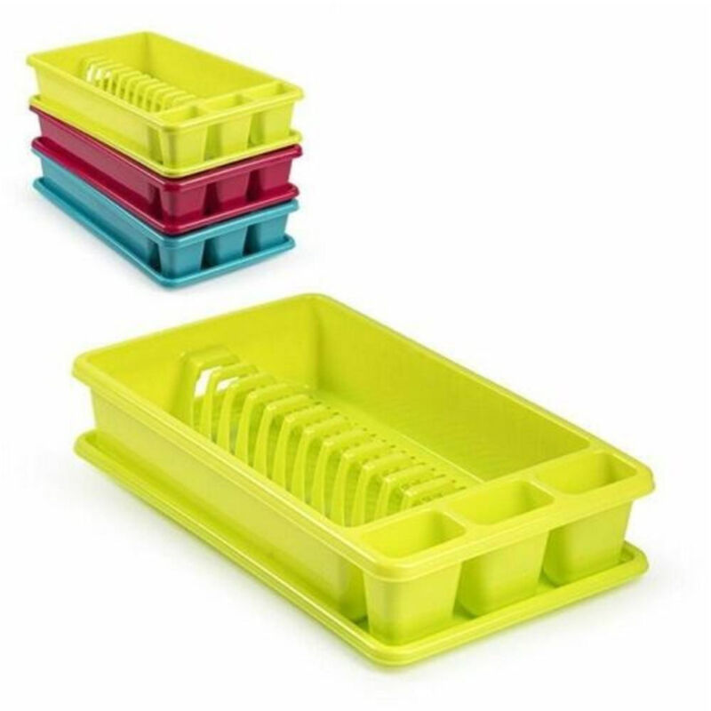 foto del prodotto trade shop traesio scolapiatti rettangolare medio in plastica colorata con porta posate cucina 