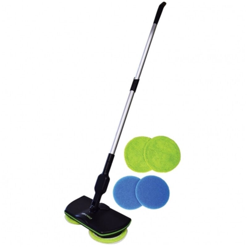 foto del prodotto trade shop traesio scopa maid pulisce lucida pavimenti micro fibra cattura 2 teste rotanti wireless 