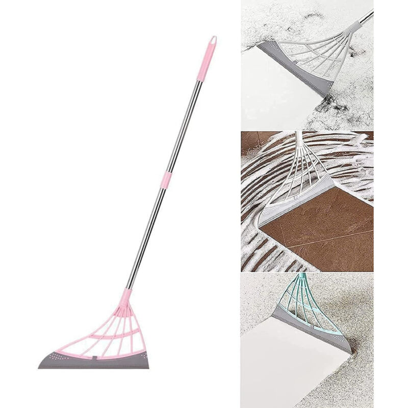 foto del prodotto trade shop traesio scopa pieghevole 2 in 1 tergivetro mop in silicone spazza e lava pavimenti vetri 