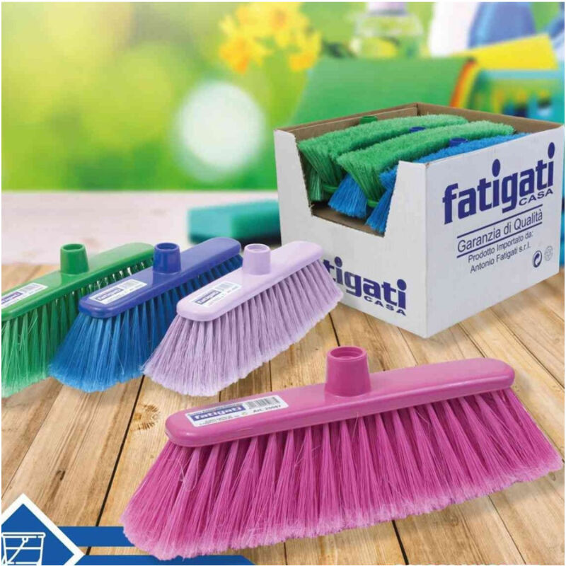 foto del prodotto trade shop traesio scopa ricambio colorata per pulizia casa pavimenti interni con setole medie 