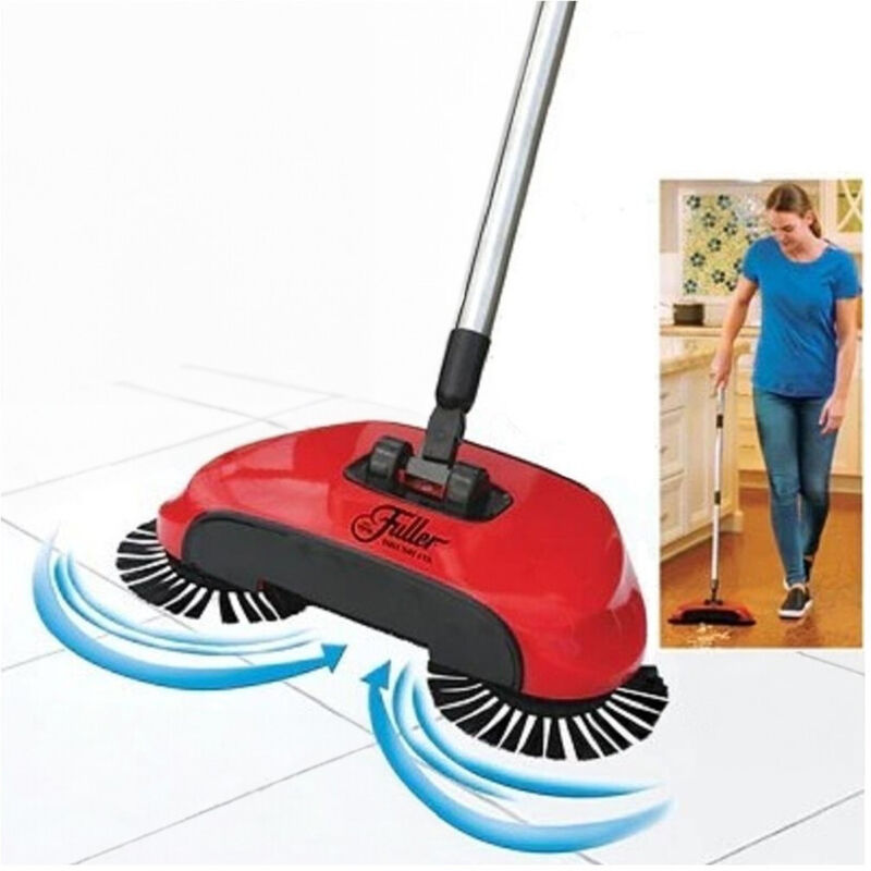 foto del prodotto trade shop traesio - scopa rotante 360 con setole rotanti microfibra aspirapolvere sweep drag spazza -