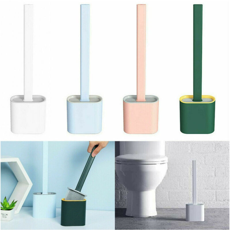 foto del prodotto trade shop traesio scopino per wc bagno spazzola per pulizia in silicone con portascopino da muro 
