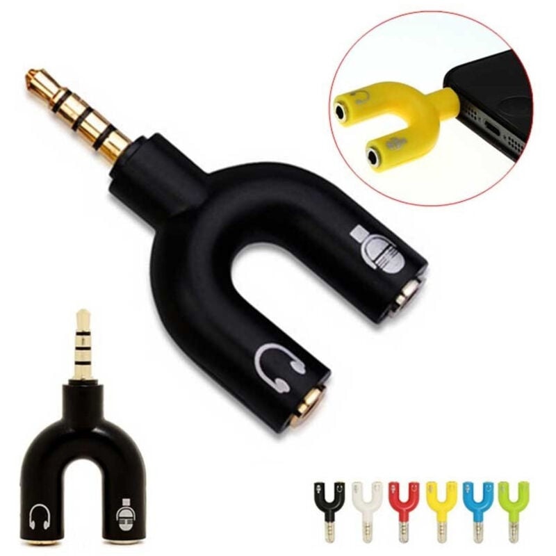 foto del prodotto trade shop traesio sdoppiatore microfono cuffia headphone splitter jack 3.5 mm smatphone pc 