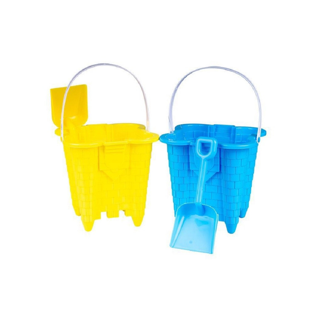 foto del prodotto trade shop traesio secchiello a castello con paletta 2 pz spiaggia estate bambini 2 colori 6560008 