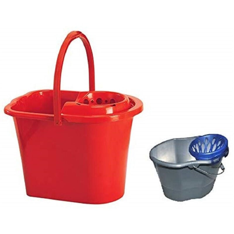foto del prodotto trade shop traesio secchio lavapavimenti ovale con strizzatoio removibile strizzatore 15lt mop mocio 
