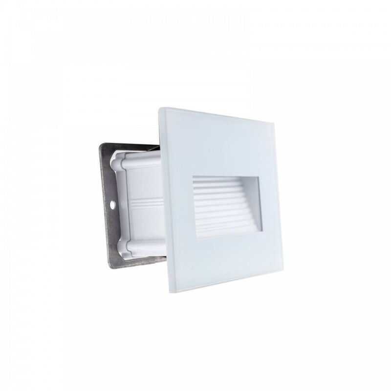 foto del prodotto trade shop traesio - segnapasso led 4w incasso per scatola 503 3000k 4000k ip65 cornice in vetro - bianco-bianco freddo -