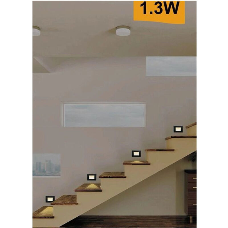 foto del prodotto trade shop traesio segnapasso placca nera muro sensore movimento pir 1,3 w cassetta 503 xggyd 001n bianco freddo 