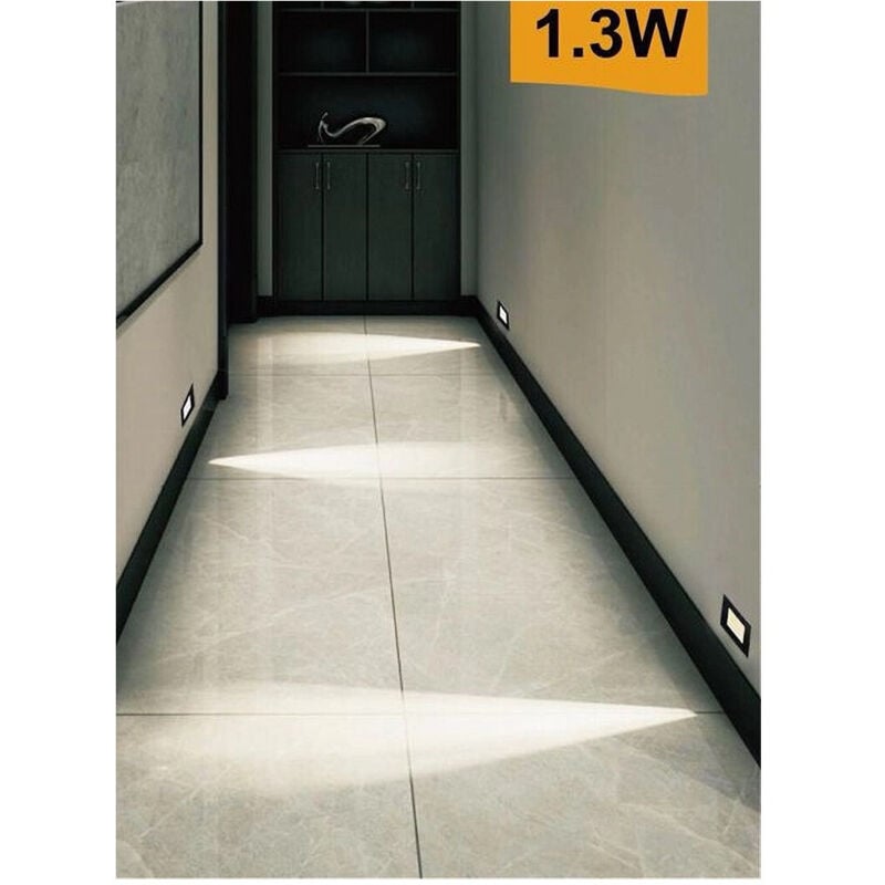 foto del prodotto trade shop traesio segnapasso placca nera muro sensore movimento pir 1,3 w cassetta 503 xggyd 001n bianco naturale 