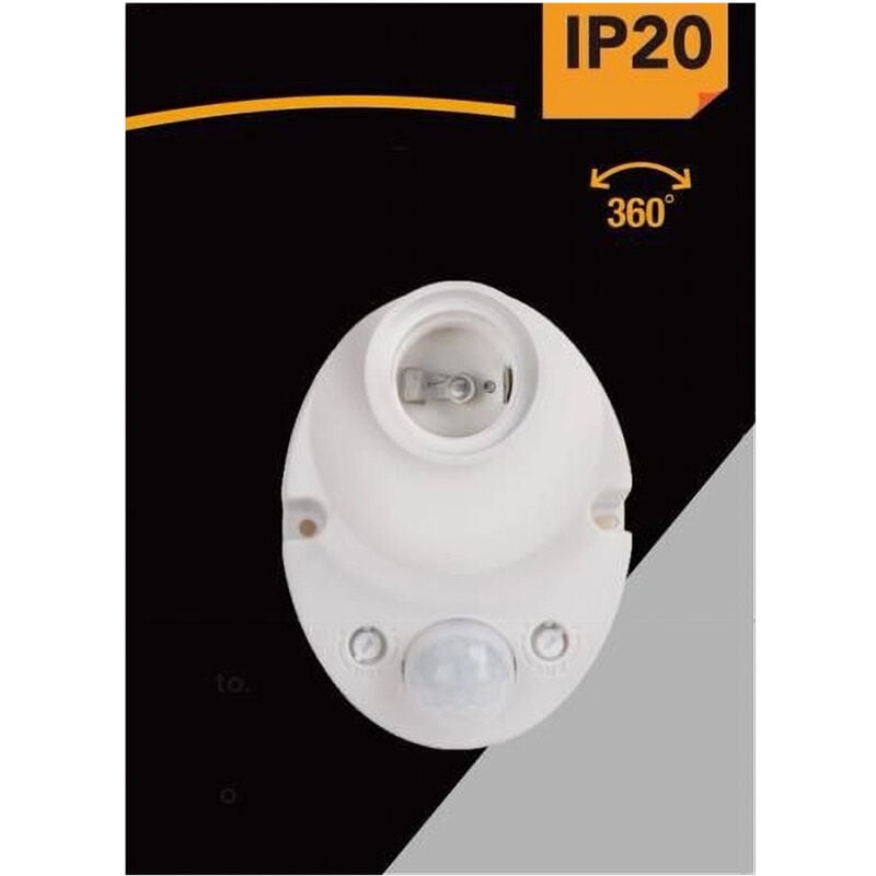 foto del prodotto trade shop traesio sensore di movimento 360 pir infrarossi rilevatore per lampadine 60w e27 ycb1061 