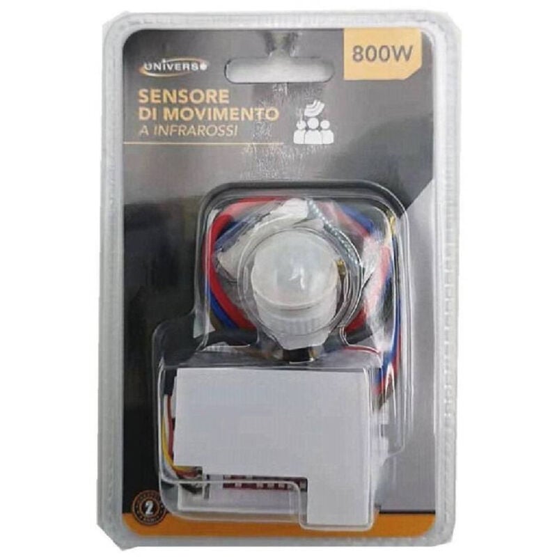 foto del prodotto trade shop traesio sensore di movimento a infrarossi bianco per lampade led max 800 w ip20 ycb1050 