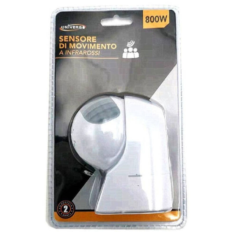 foto del prodotto trade shop traesio sensore di movimento a infrarossi per lampadine max 800 watt ip44 bianco yca1008 