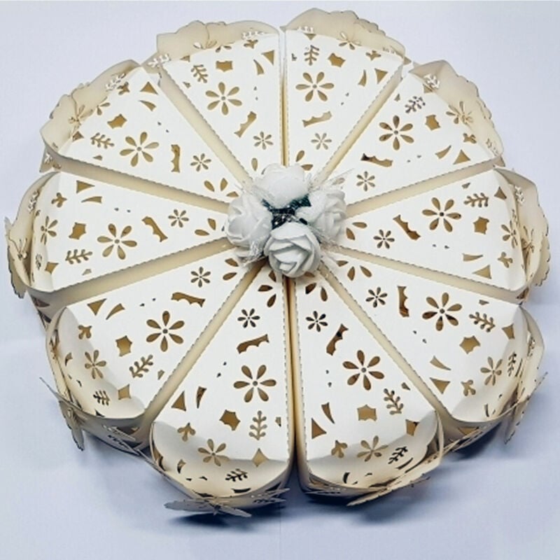 foto del prodotto trade shop traesio set 10 bomboniere scatolina spicchio torta bianco fiore portaconfetti matrimonio 