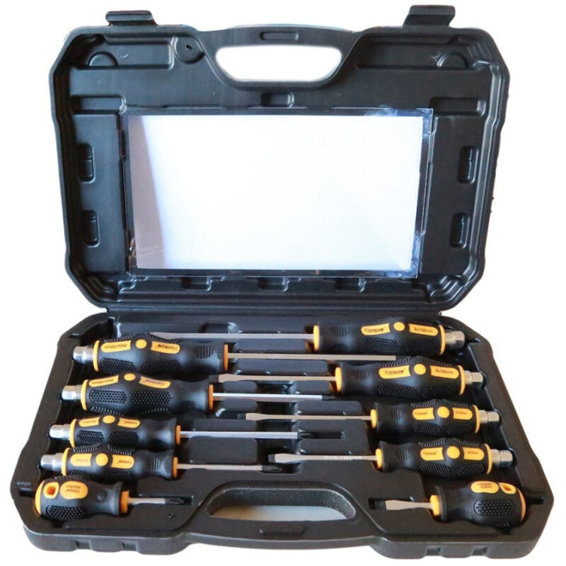 foto del prodotto trade shop traesio set 10 cacciaviti cacciavite croce e taglio impatto punte magnetiche cr v 