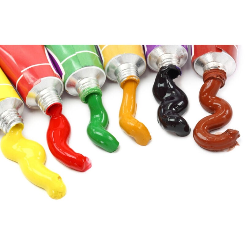 foto del prodotto trade shop traesio set 10 colori a tempera con omaggio 2 pennelli per disegno artistico pittura 