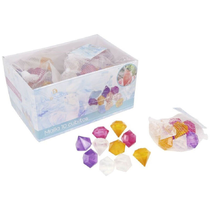 foto del prodotto trade shop traesio set 10 cubetti ghiaccio colorati freezer cocktail riutilizzabili forma diamanti 