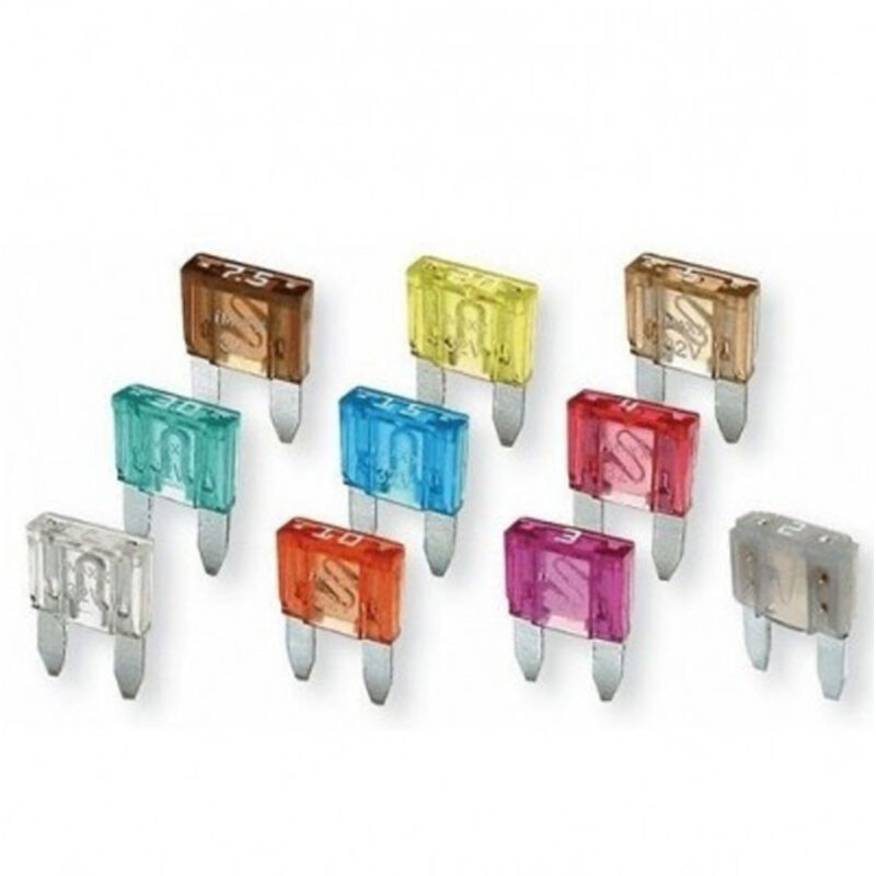 foto del prodotto trade shop traesio set 10 fusibili lamellari clip coccodrillo auto barca camper camion 6 24 volt 