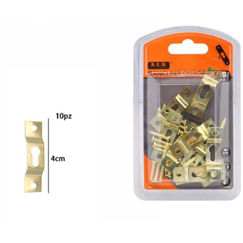 foto del prodotto trade shop traesio set 10 pezzi ganci dorati per quadri quadro cornici appendere parete 4 cm 07519 