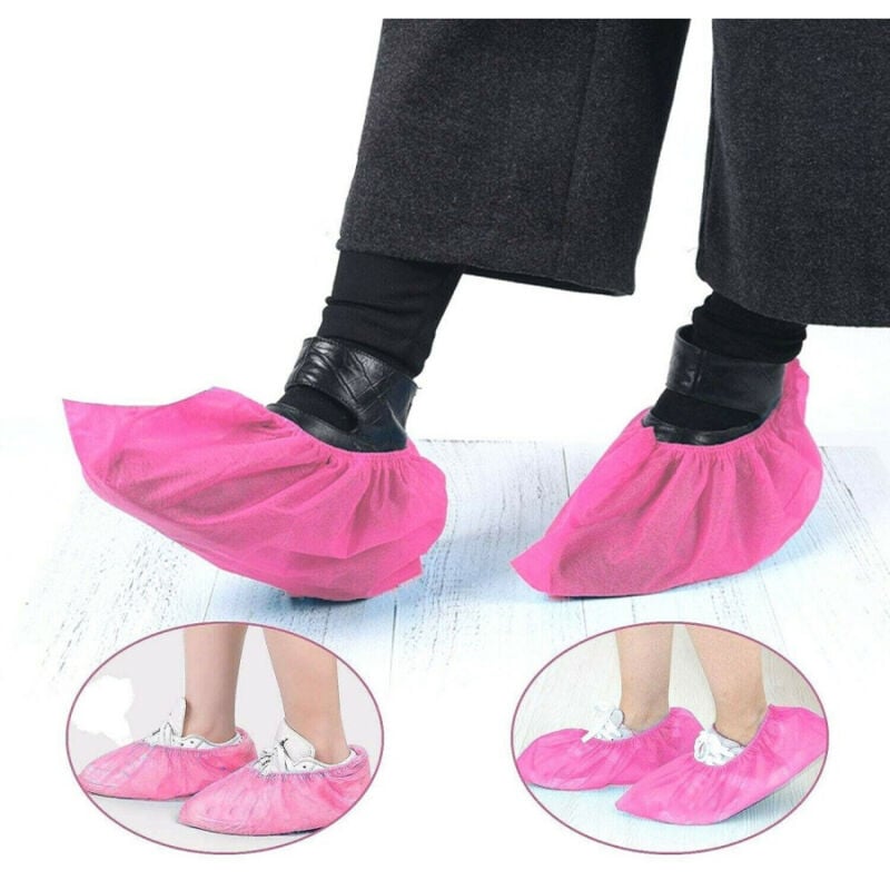 foto del prodotto trade shop traesio set 10 pz copriscarpe monouso calzari copri scarpa usa e getta dpi 40x15cm rosa 