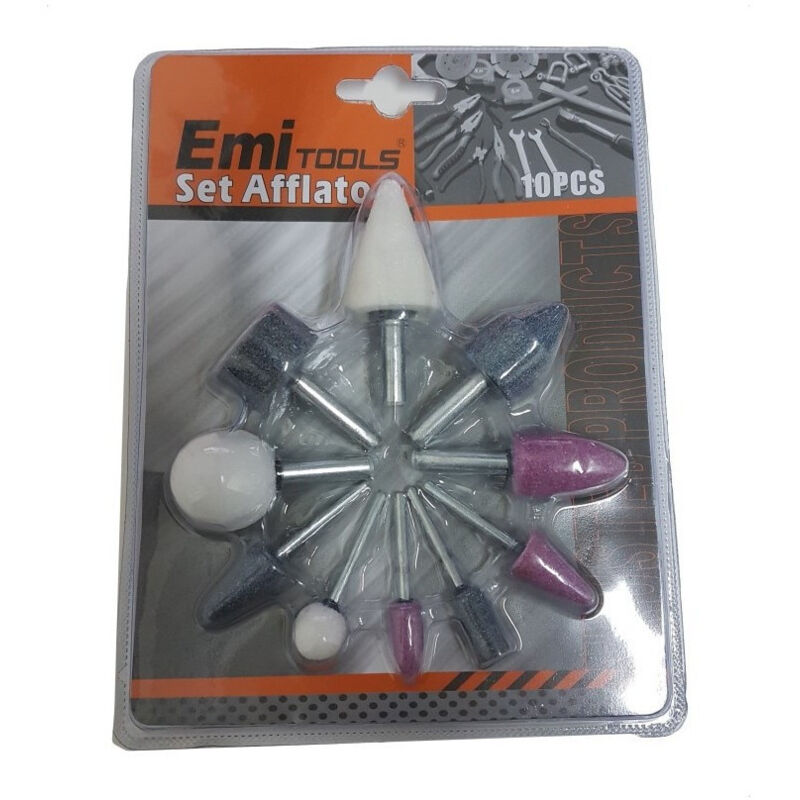 foto del prodotto trade shop traesio set 10 pz. mole abrasive rotative con pietra per punta accessori trapano affilatori 