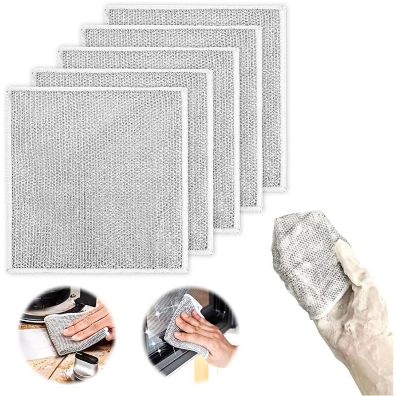 foto del prodotto trade shop traesio set 10 pz panni in filo metallico antigraffio per pulire piatti lavelli multiuso 