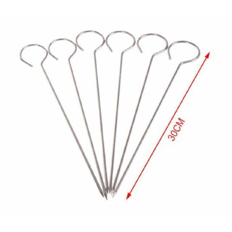 foto del prodotto trade shop traesio set 10 pz spiedini in acciaio inox 30 cm impugnatura uncino griglia bbq 2406316 